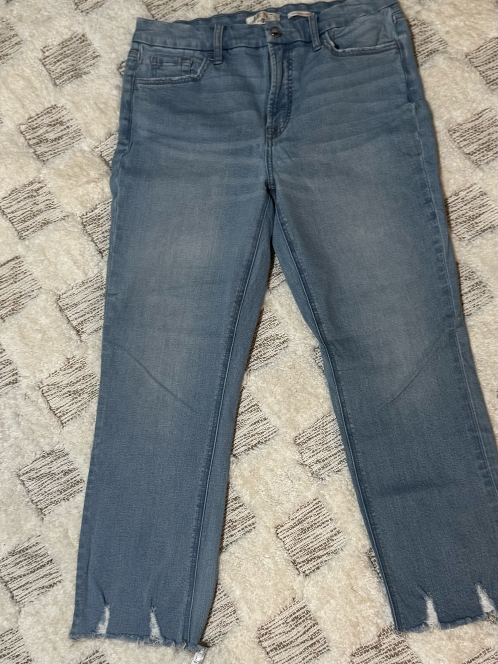 JEN7 by 7 For All Mankind Ankle Straight Jeans Size 10 Light Wash